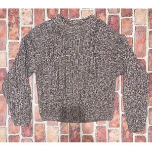 Pre-Owned Universal Thread Brown Cropped Knit Chunky Sweater Crew Neck Size S